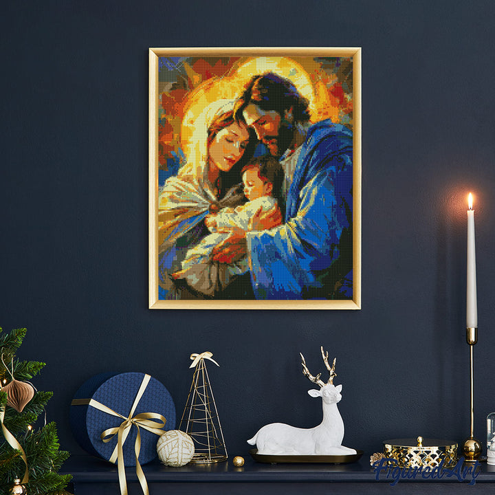 Diamond Painting 40x50 auf Keilrahmen gespannt Figured’Art Heilige Familie - Kidis Art