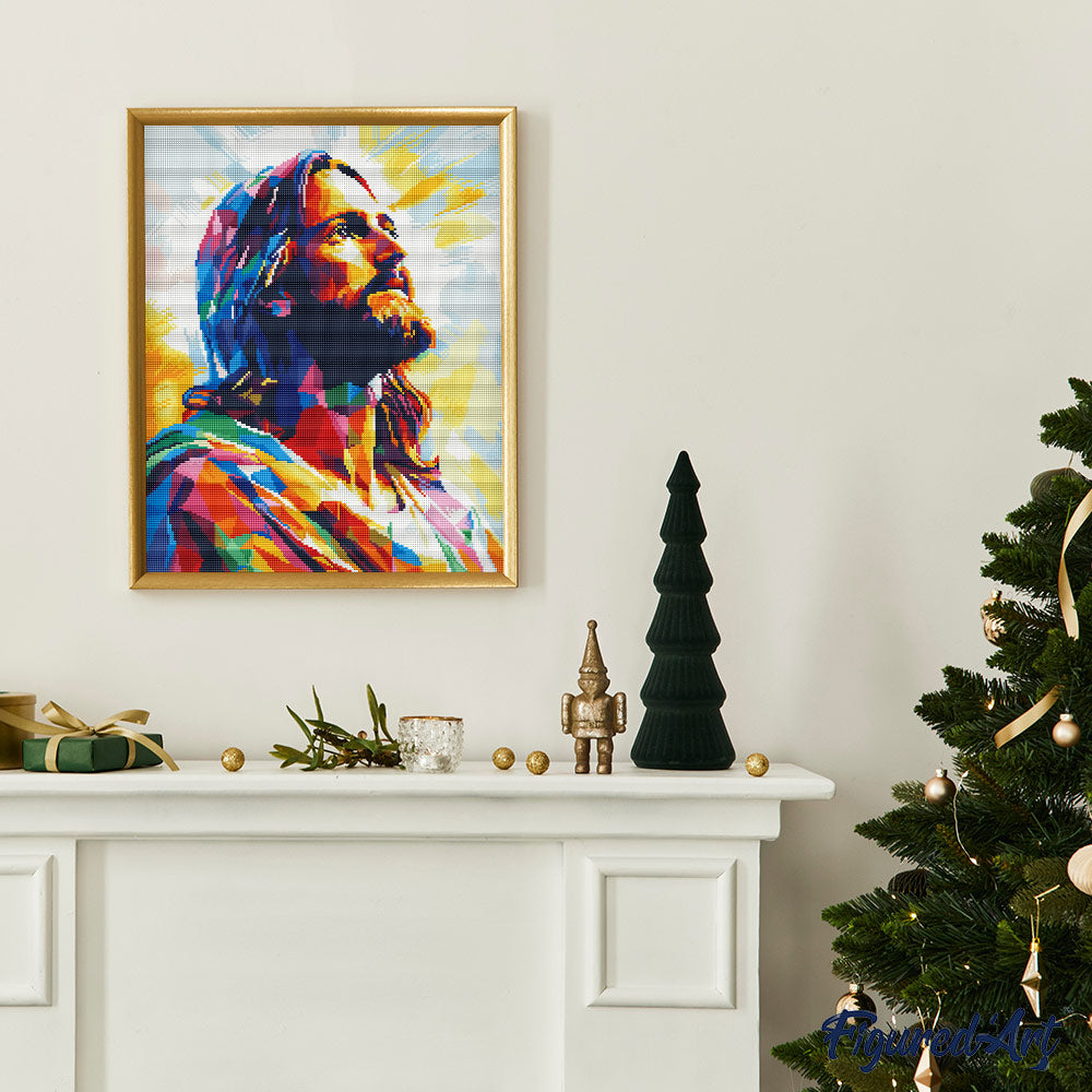 Diamond Painting 40x50 auf Keilrahmen gespannt Figured’Art Strahlende Herrlichkeit Jesu - Kidis Art