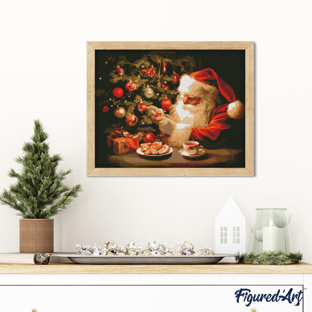Diamond Painting 40x50 auf Keilrahmen gespannt Figured’Art Fröhlicher Weihnachtsabend - Kidis Art
