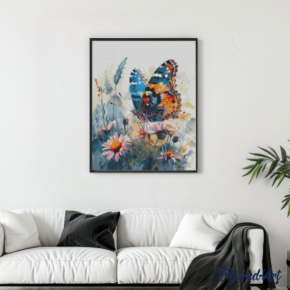 Diamond Painting 40x50 gerollte Leinwand Figured’Art Schmetterling und Blumen - Kidis Art