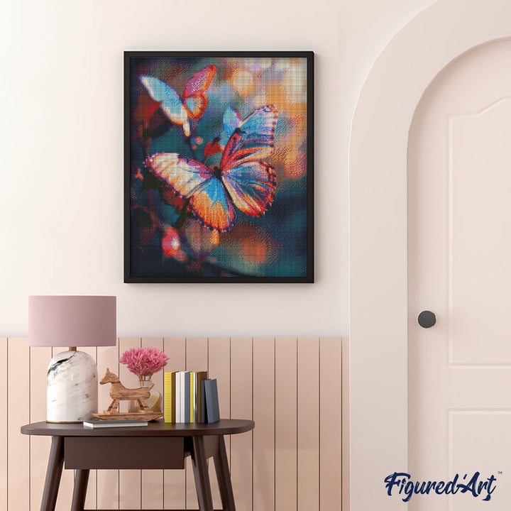 Diamond Painting 40x50 auf Keilrahmen gespannt Figured’Art Lebhafte Schmetterlinge - Kidis Art
