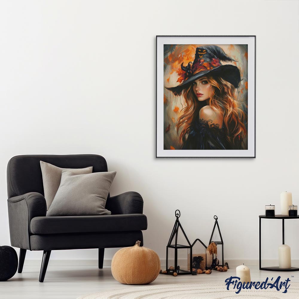 Diamond Painting 40x50 auf Keilrahmen gespannt Figured’Art Die hübsche Hexe - Kidis Art