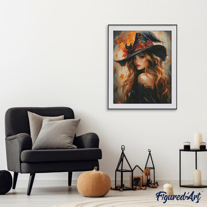 Diamond Painting 40x50 auf Keilrahmen gespannt Figured’Art Die hübsche Hexe - Kidis Art