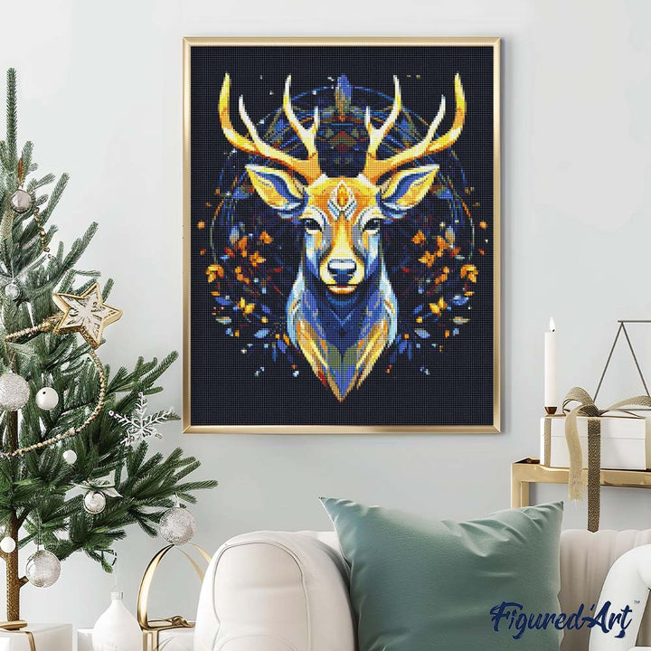 Diamond Painting 40x50 auf Keilrahmen gespannt Figured’Art Majestätisches Rentier - Kidis Art