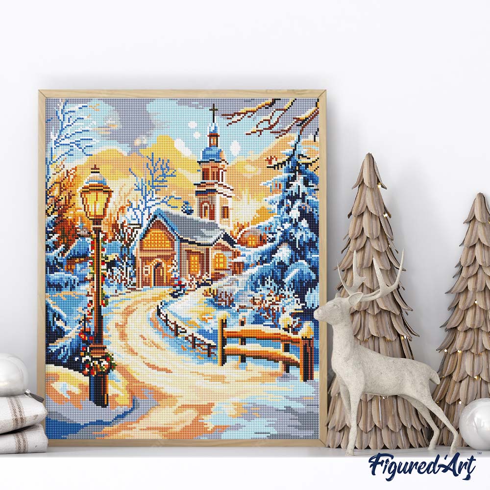 Diamond Painting 40x50 gerollte Leinwand Figured’Art Weg zur Kapelle - Kidis Art