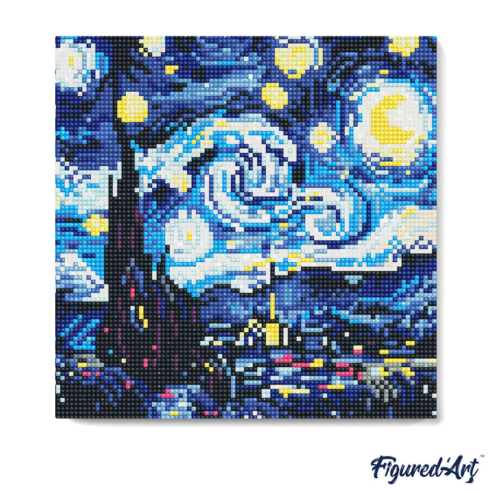 Mini Diamond Painting 25 x 25 cm ohne Keilrahmen Lebendige Sternennacht - Kidis Art