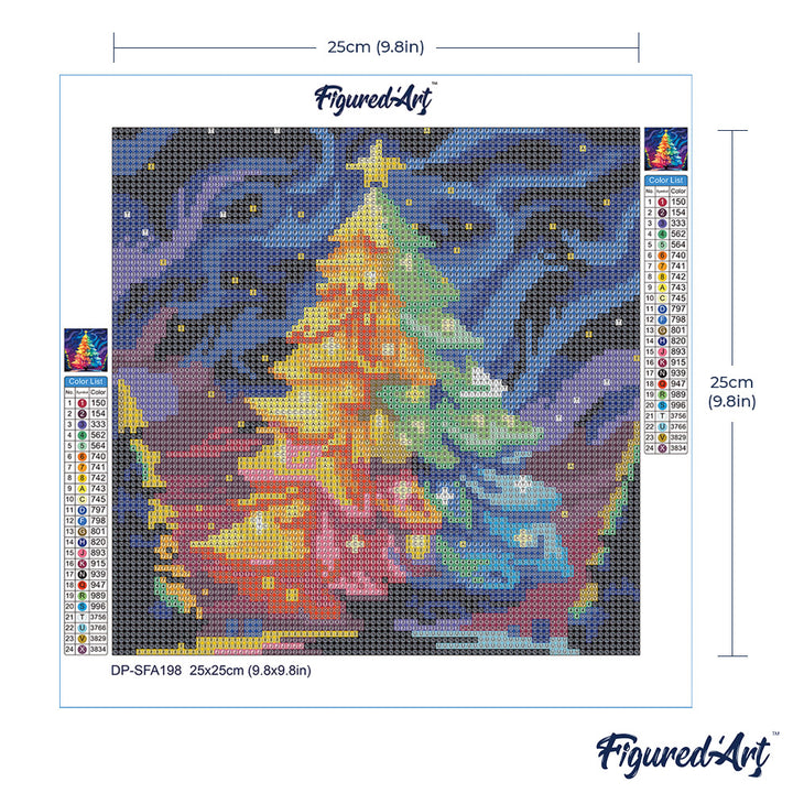 Mini Diamond Painting 25 x 25 cm ohne Keilrahmen Bunter Weihnachtsbaum - Kidis Art