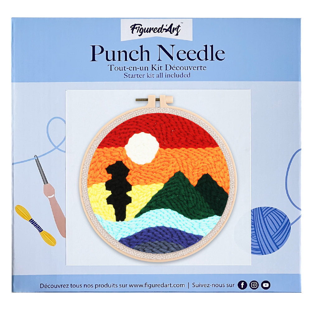 Punch Needle 20x20 Berg und Sonnenuntergang - Kidis Art