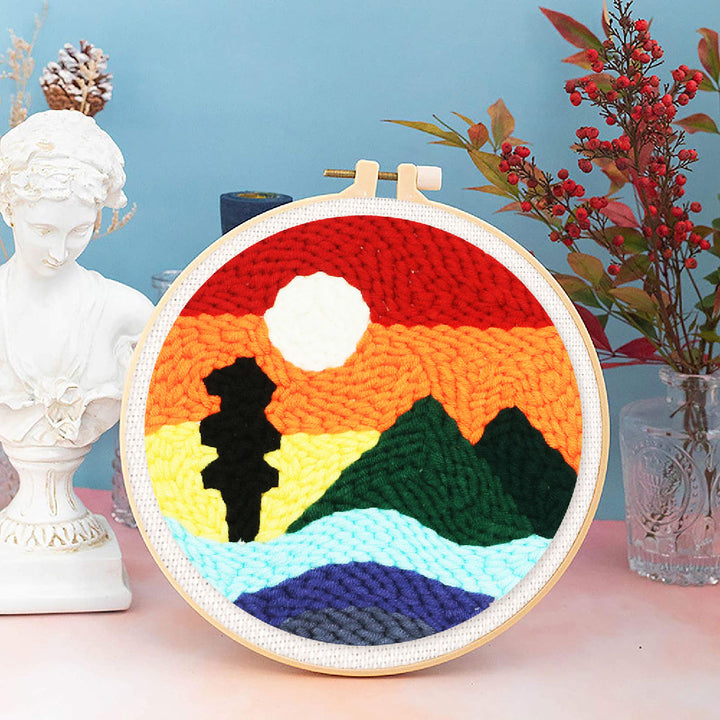 Punch Needle 20x20 Berg und Sonnenuntergang - Kidis Art