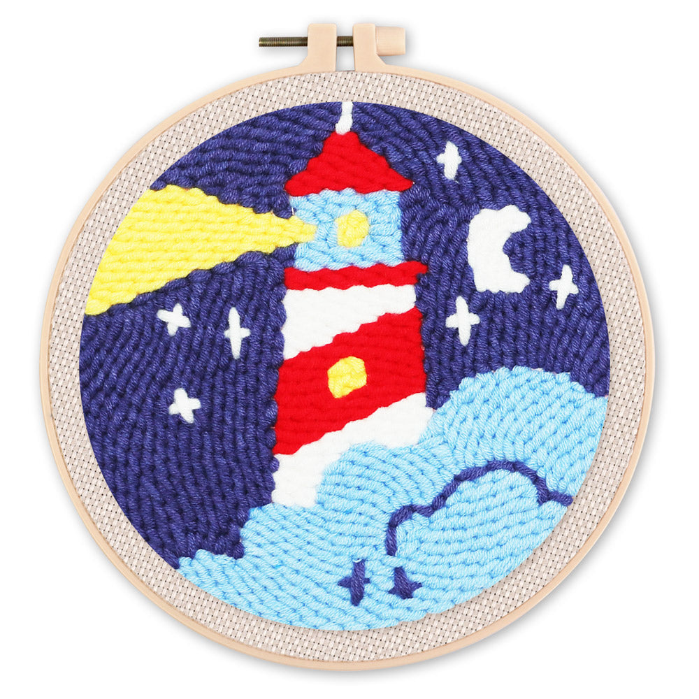Punch Needle 20x20 Leuchtturm und Sternennacht - Kidis Art
