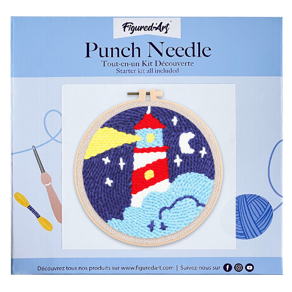 Punch Needle 20x20 Leuchtturm und Sternennacht - Kidis Art