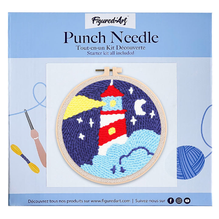 Punch Needle 20x20 Leuchtturm und Sternennacht - Kidis Art