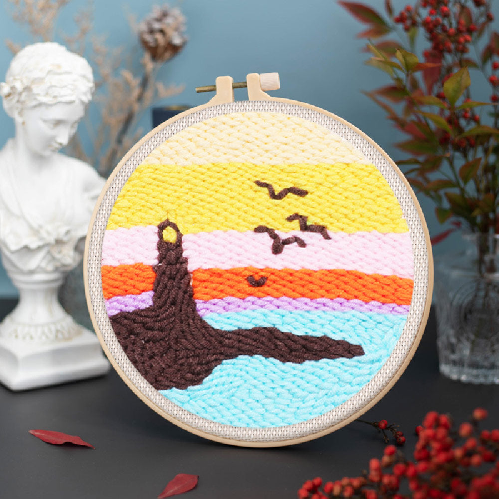 Punch Needle 20x20 Leuchtturm und Sonnenuntergang - Kidis Art