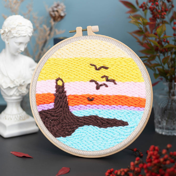 Punch Needle 20x20 Leuchtturm und Sonnenuntergang - Kidis Art