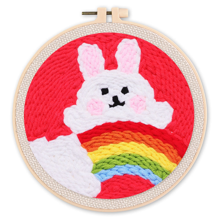 Punch Needle 20x20 Hase und Regenbogen - Kidis Art