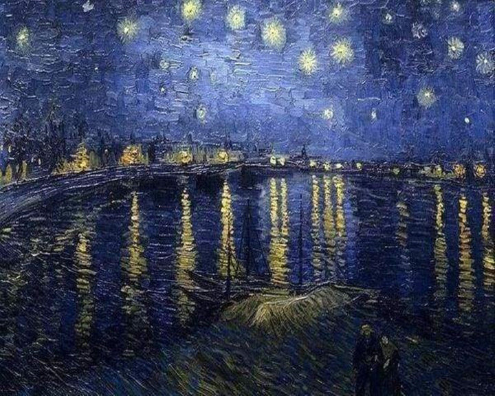 Kreuzstich 32x40cm – Sternennacht über der Rhone – Van Gogh - Kidis Art