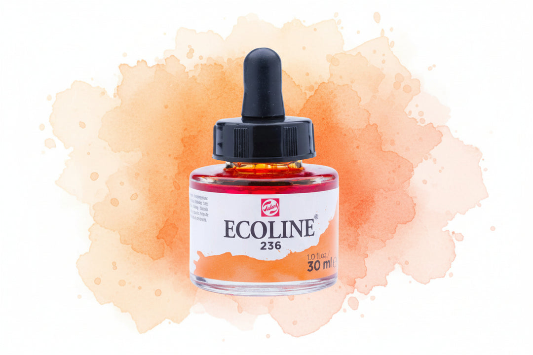 Ecoline Flüssige Wasserfarbe Flasche 30 ml Hellorange 236 - Kidis Art