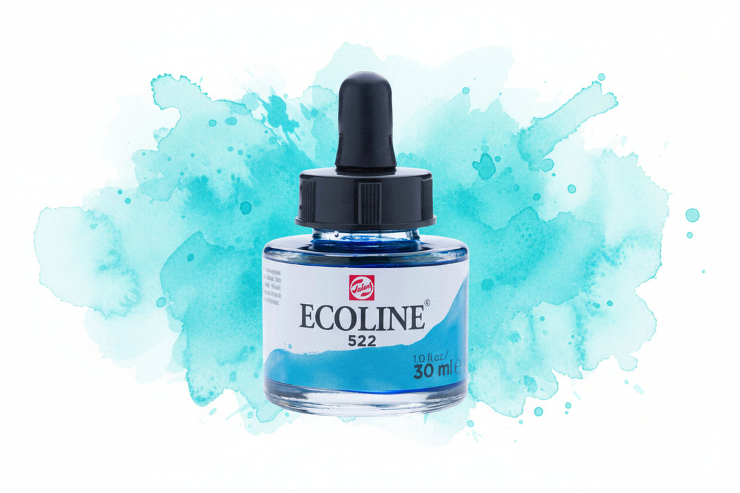Ecoline Flüssige Wasserfarbe Flasche 30 ml Türkisblau 522 - Kidis Art
