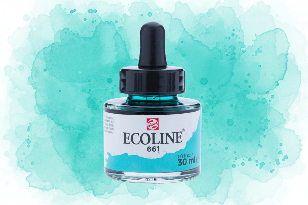 Ecoline Flüssige Wasserfarbe Flasche 30 ml Türkisgrün 661 - Kidis Art