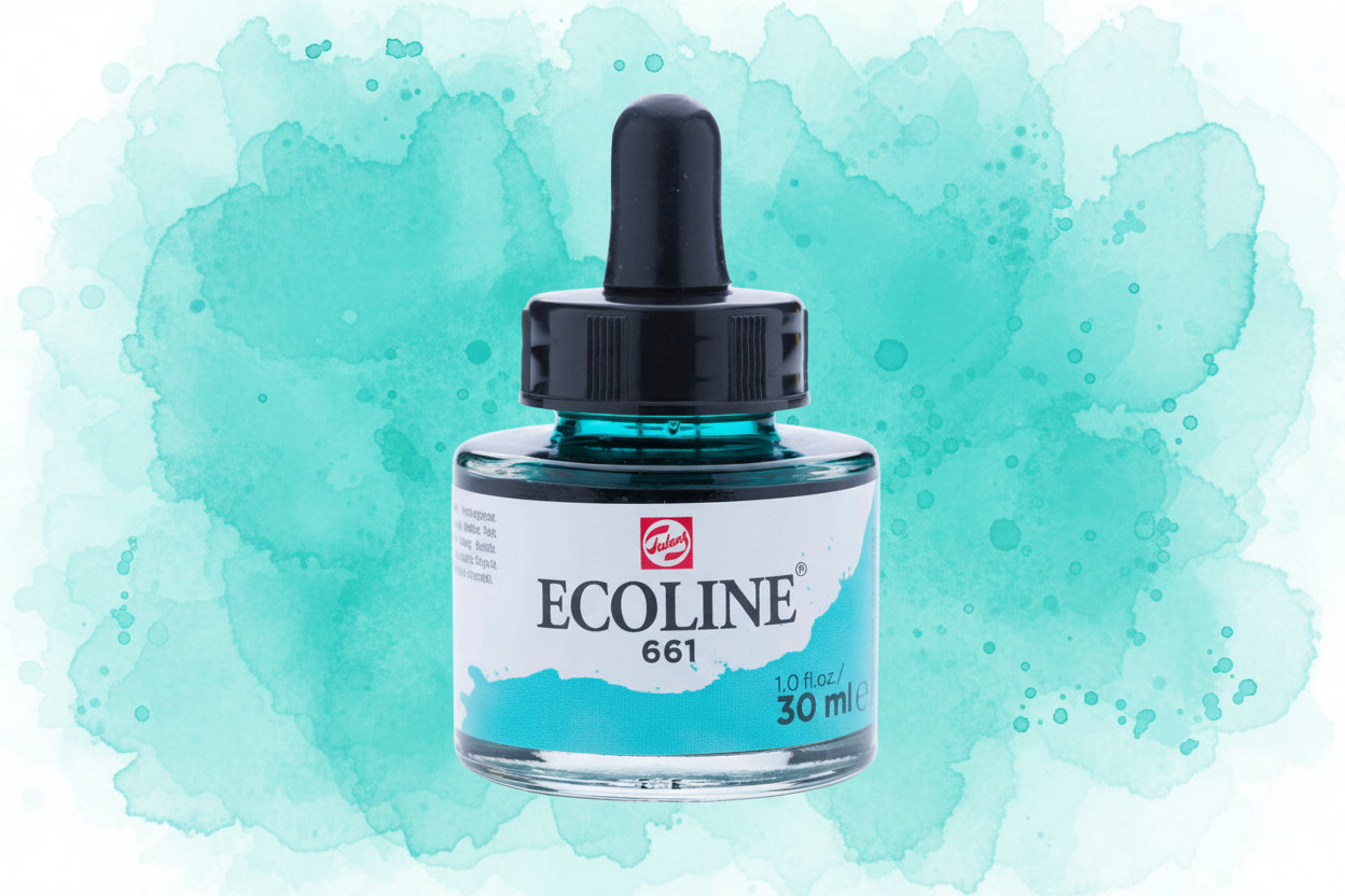 Ecoline Flüssige Wasserfarbe Flasche 30 ml Türkisgrün 661 - Kidis Art