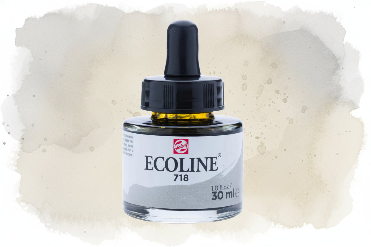 Ecoline Flüssige Wasserfarbe Flasche 30 ml Warmgrau 718 - Kidis Art