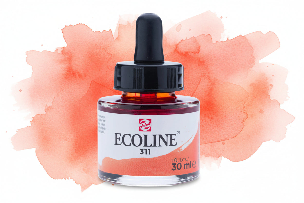 Ecoline Flüssige Wasserfarbe Flasche 30 ml Zinnober 311 - Kidis Art