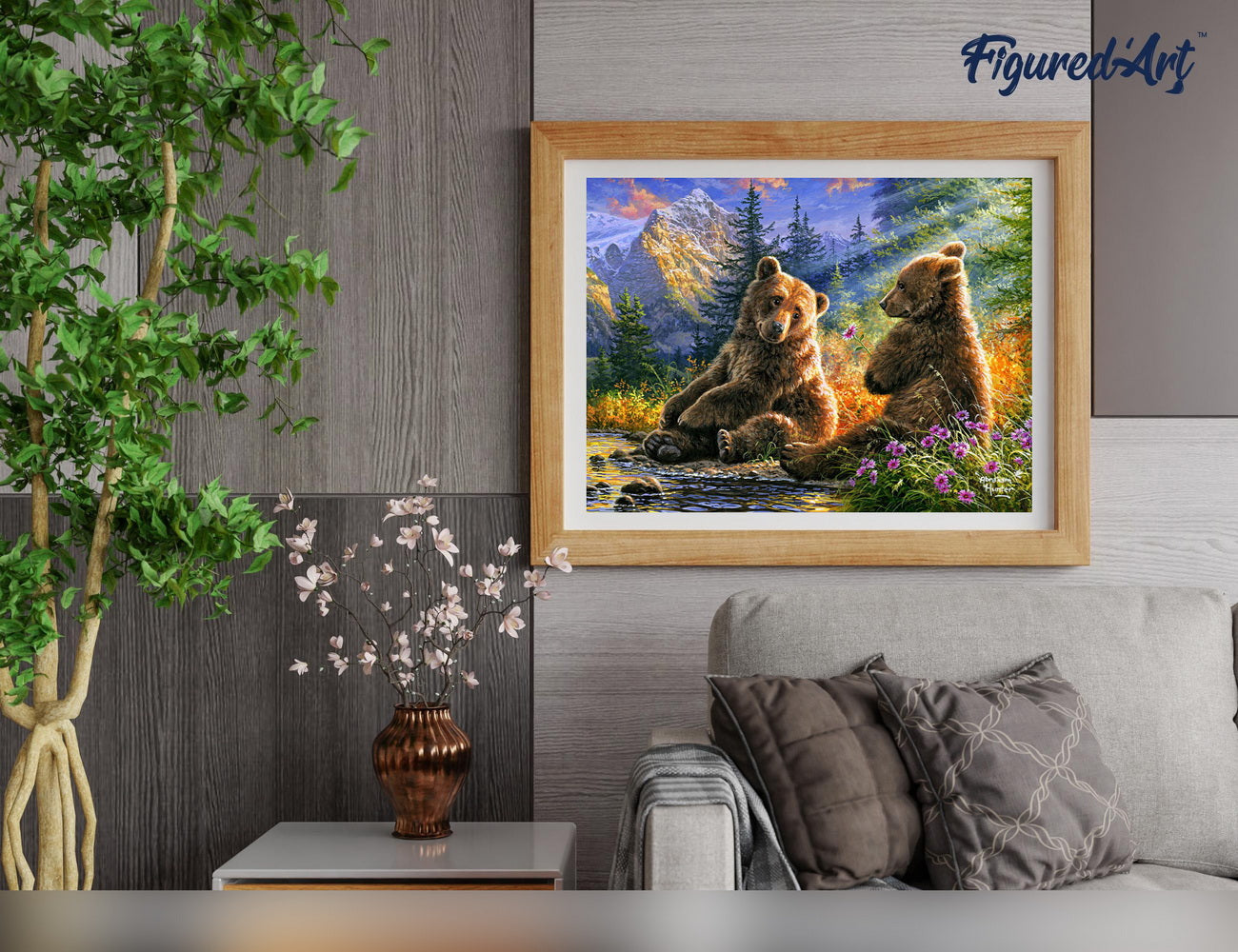 Malen nach Zahlen 40x50cm auf Keilrahmen gespannt Figured’Art Bärenpaar - Kidis Art