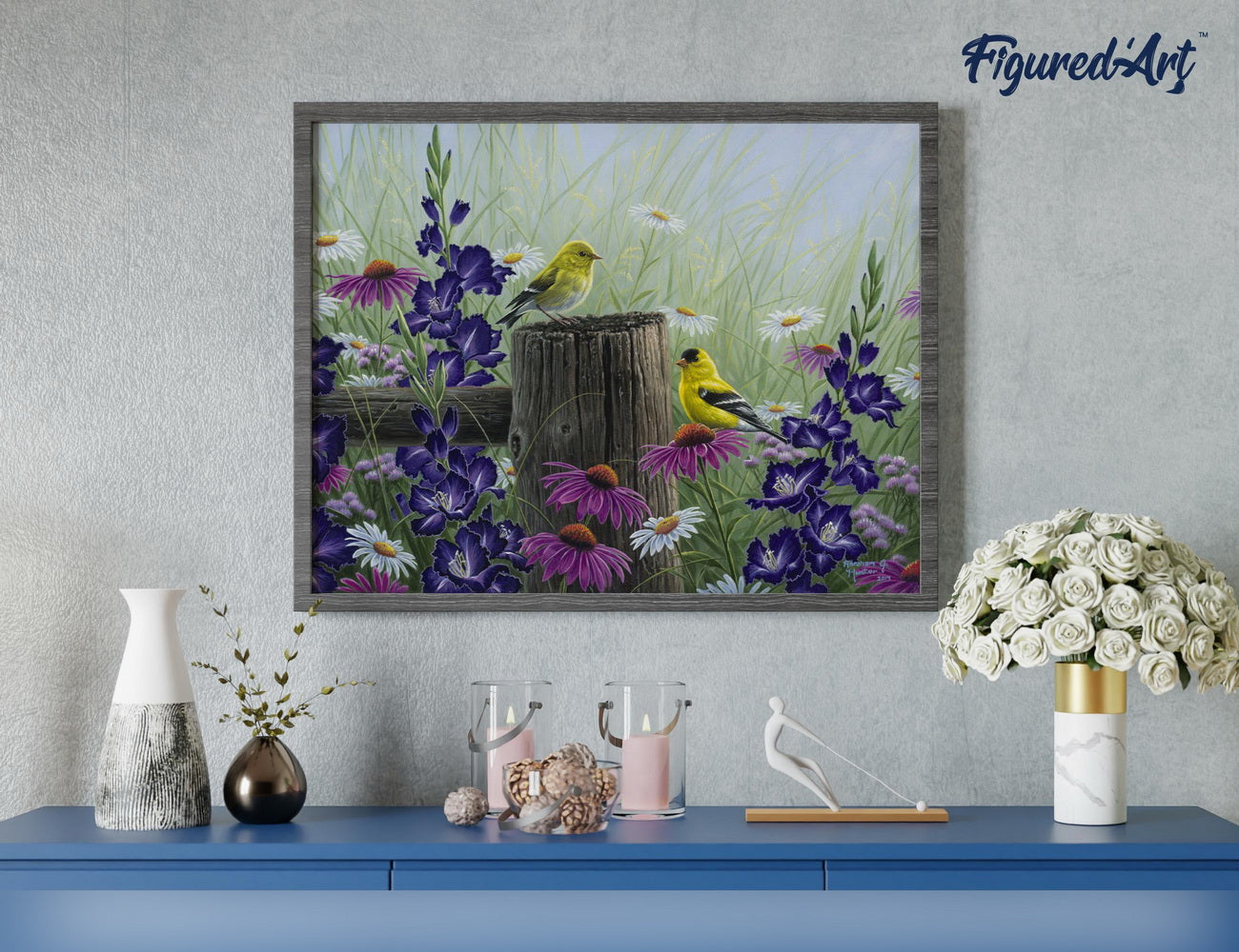 Malen nach Zahlen 40x50cm auf Keilrahmen gespannt Figured’Art Stieglitz Pärchen - Kidis Art