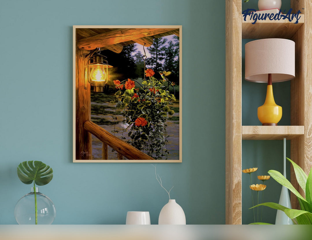 Malen nach Zahlen 40x50cm auf Keilrahmen gespannt Figured’Art Laterne unter der Veranda - Kidis Art