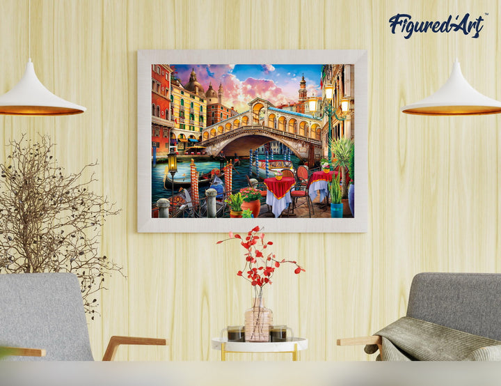 Malen nach Zahlen 40x50cm auf Keilrahmen gespannt Figured’Art Rialtobrücke - Kidis Art