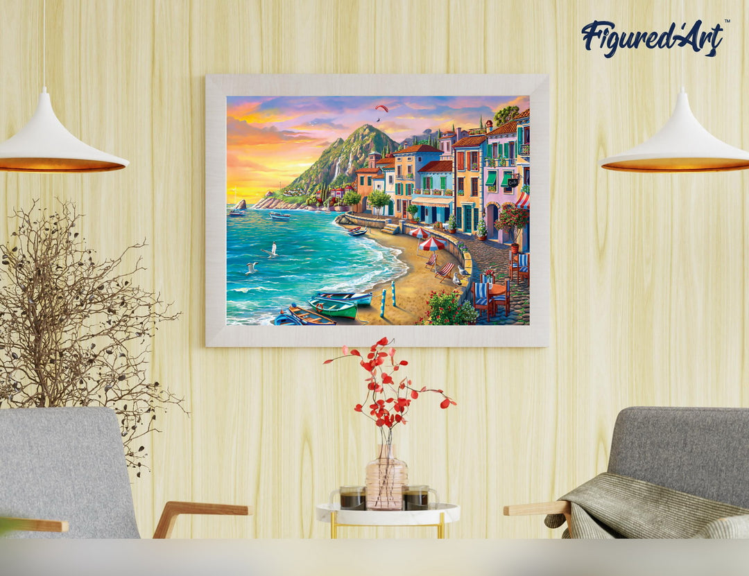Malen nach Zahlen 40x50cm ohne Keilrahmen Figured’Art Strandurlaub - Kidis Art