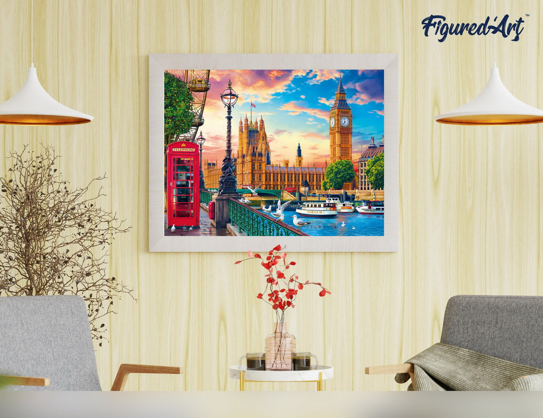 Malen nach Zahlen 40x50cm auf Keilrahmen gespannt Figured’Art Frühling in London - Kidis Art