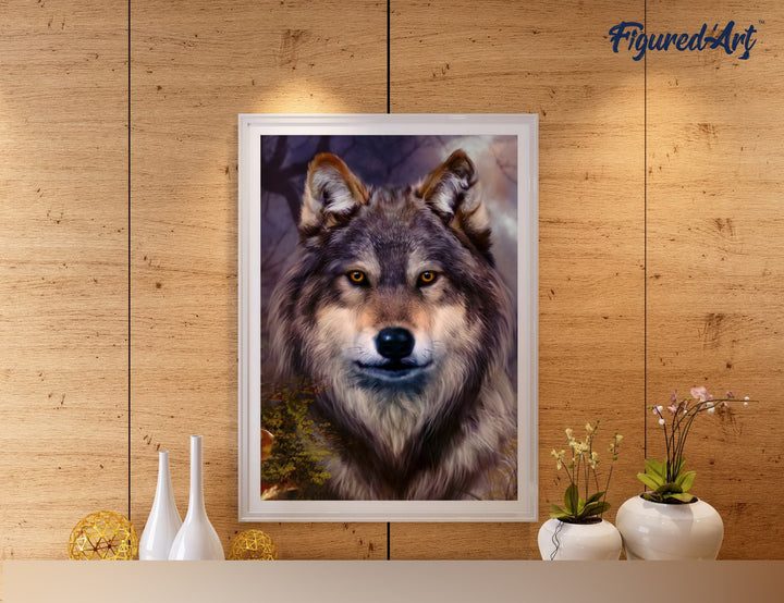 Malen nach Zahlen 40x50cm ohne Keilrahmen Figured’Art Wolf Portrait - Kidis Art