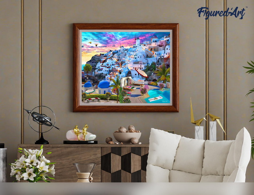 Malen nach Zahlen 40x50cm auf Keilrahmen gespannt Figured’Art Santorini - Kidis Art