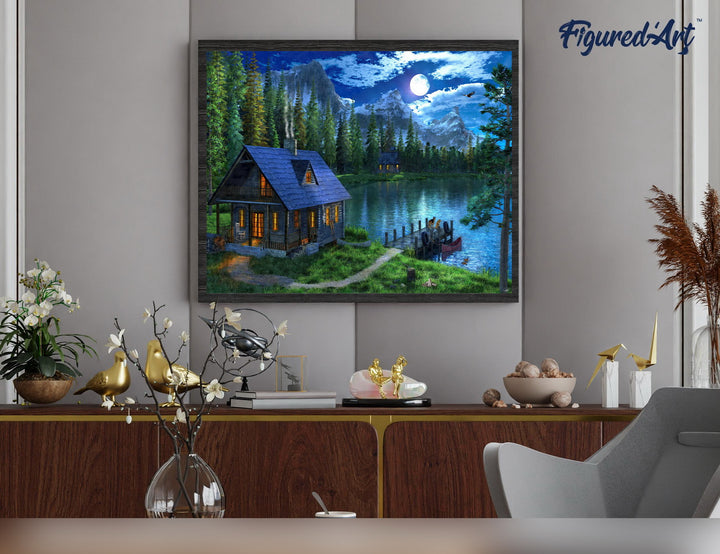 Malen nach Zahlen 40x50cm auf Keilrahmen gespannt Figured’Art See am Abend - Kidis Art