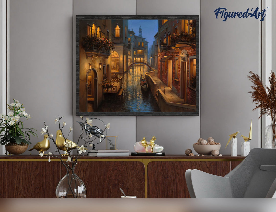 Malen nach Zahlen 40x50cm auf Keilrahmen gespannt Figured’Art Kanal in Venedig - Kidis Art