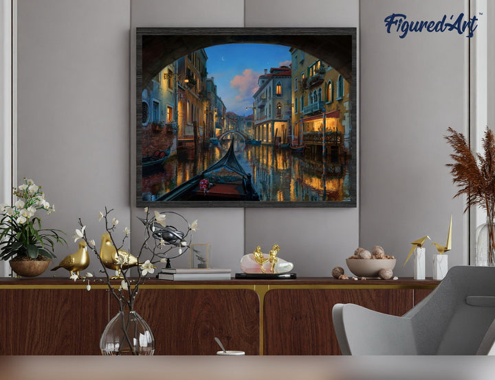 Malen nach Zahlen 40x50cm auf Keilrahmen gespannt Figured’Art Kanal in Venedig 2 - Kidis Art