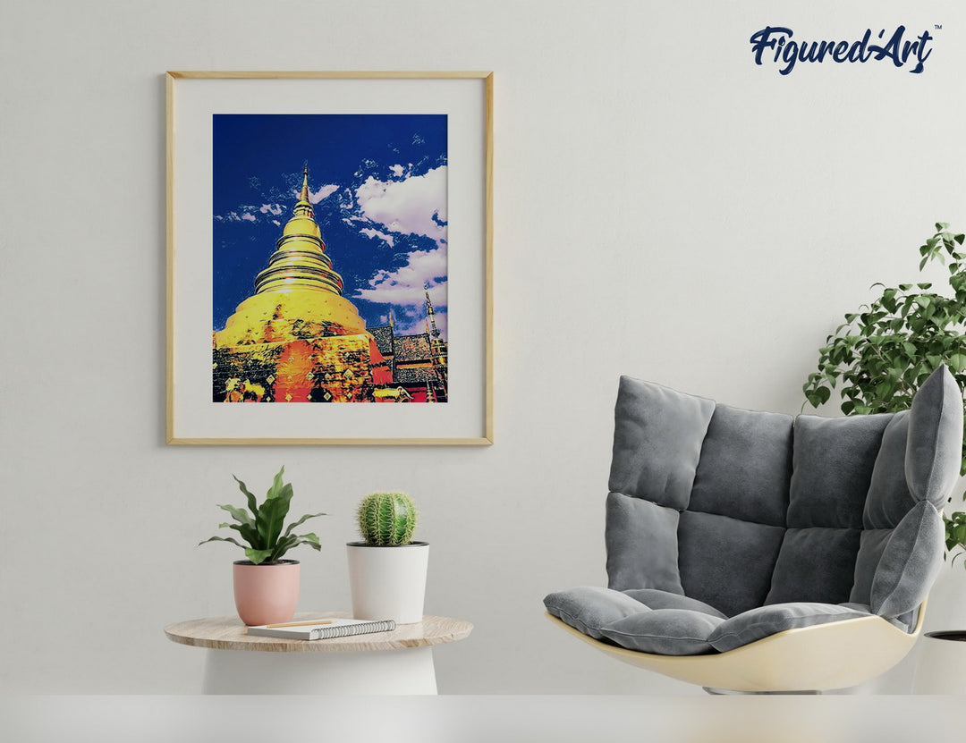 Malen nach Zahlen 40x50cm auf Keilrahmen gespannt Figured’Art Chiang Mai Tempel - Kidis Art