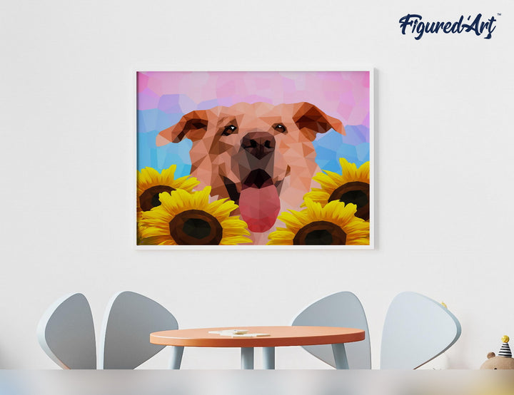 Malen nach Zahlen 40x50cm auf Keilrahmen gespannt Figured’Art Hund Polygon Art - Kidis Art