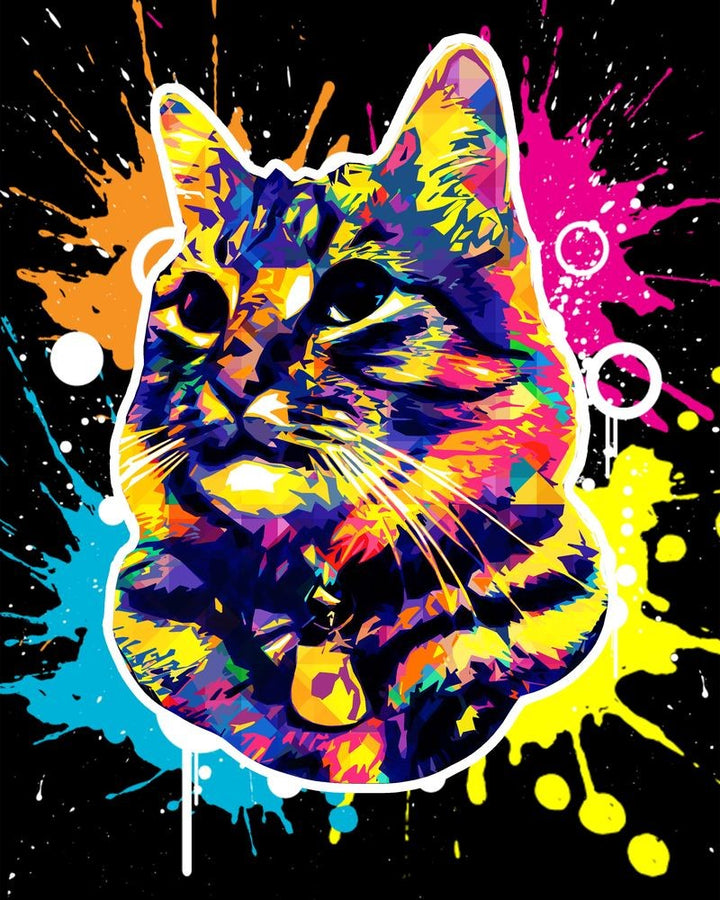 Kreuzstich 32x40cm – Pop Art Katze - Kidis Art