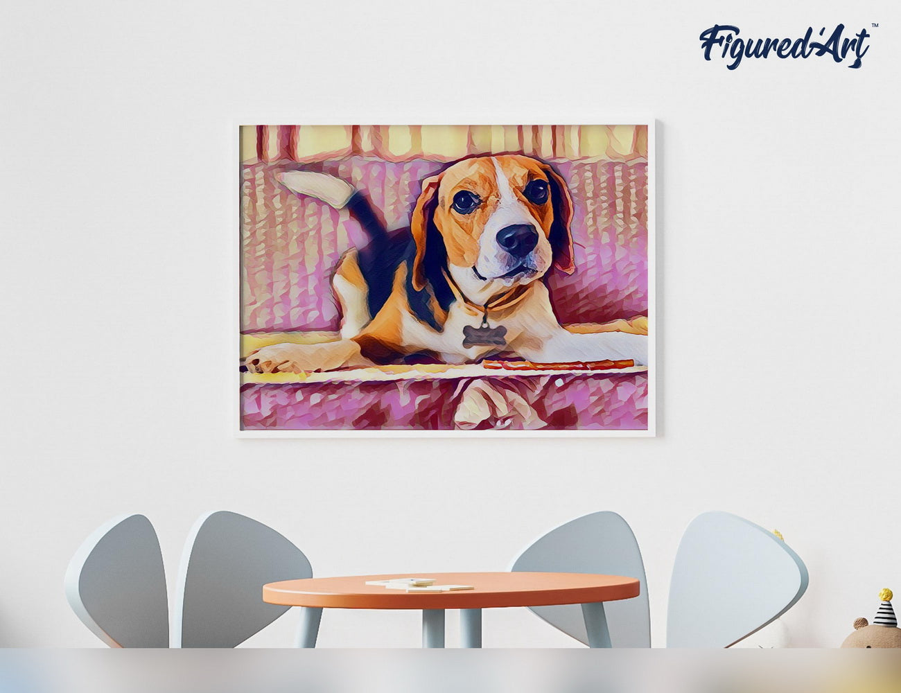 Malen nach Zahlen 40x50cm auf Keilrahmen gespannt Figured’Art Herziger Beagle - Kidis Art