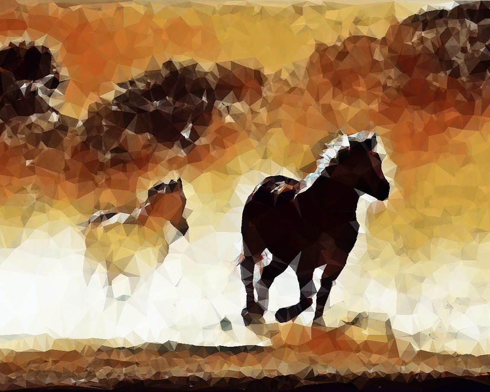 Kreuzstich 32x40cm – Wilde Pferde - Kidis Art