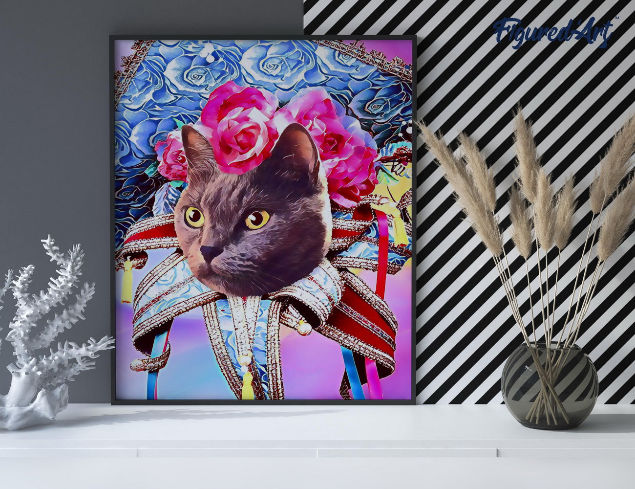 Malen nach Zahlen 40x50cm auf Keilrahmen gespannt Figured’Art Mardigras Katze - Kidis Art