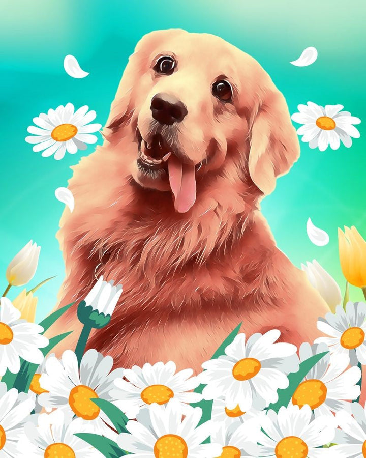 Kreuzstich 32x40cm – Golden Retriever - Kidis Art