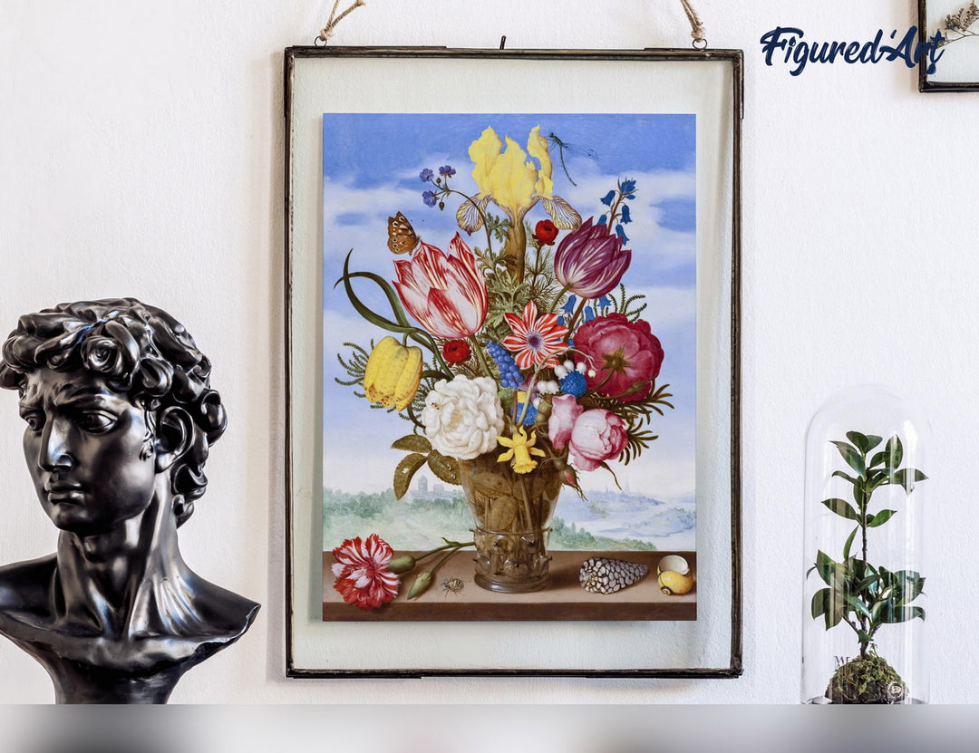 Malen nach Zahlen 40x50cm ohne Keilrahmen Figured’Art Blumenstrauss – Ambrosius Bosschaert - Kidis Art