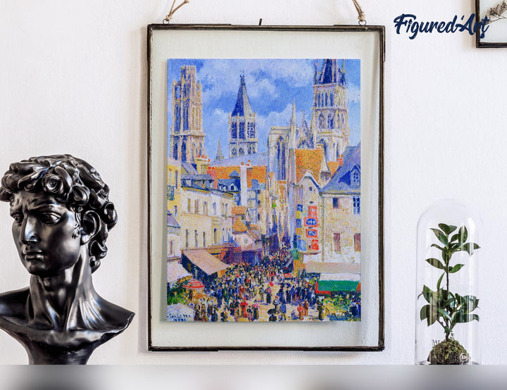 Malen nach Zahlen 40x50cm ohne Keilrahmen Figured’Art Rue de l’Épicerie in Rouen – Camille Pissarro - Kidis Art