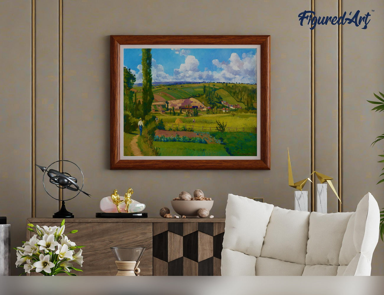 Malen nach Zahlen 40x50cm auf Keilrahmen gespannt Figured’Art Paysage aux Pâtis in Pontoise – Camille Pissarro - Kidis Art