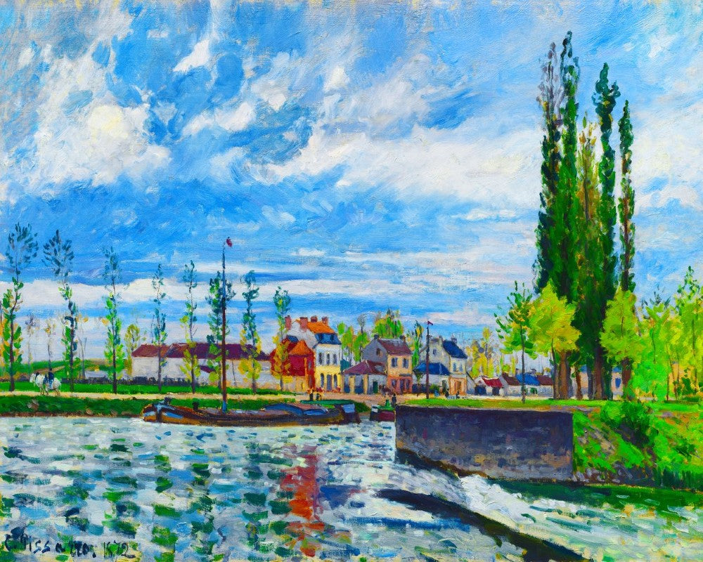 Kreuzstich 32x40cm – Die Schleuse in Pontoise – Camille Pissarro - Kidis Art