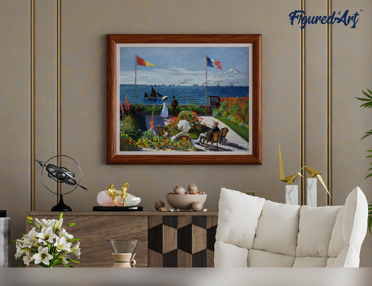 Malen nach Zahlen 40x50cm ohne Keilrahmen Figured’Art Die Terrasse am Sainte Adresse – Monet - Kidis Art