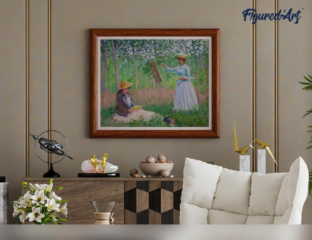 Malen nach Zahlen 40x50cm auf Keilrahmen gespannt Figured’Art Im Wald in Giverny – Monet - Kidis Art